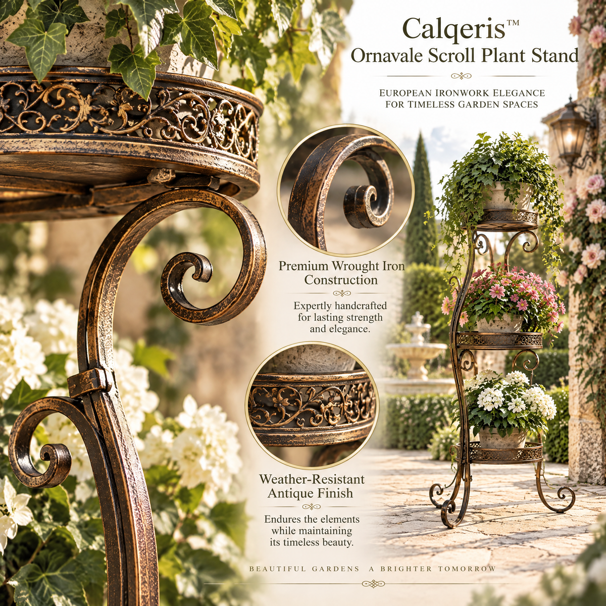 Calqeris™ Ornavale Scroll Plant Stand