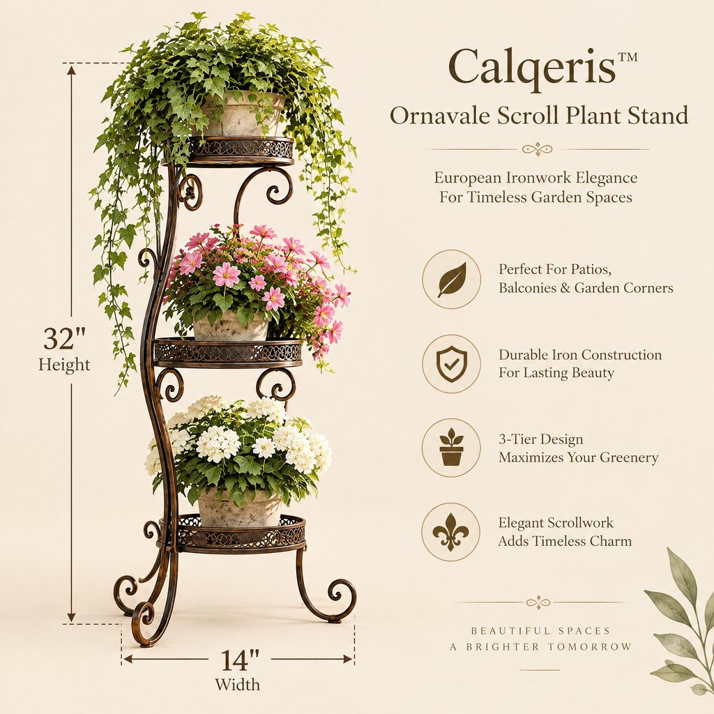 Calqeris™ Ornavale Scroll Plant Stand