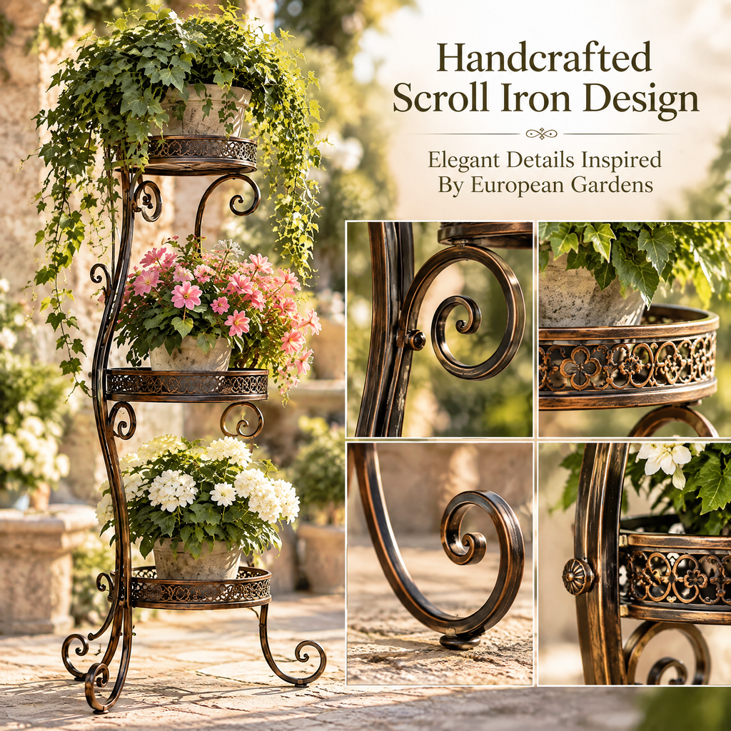 Calqeris™ Ornavale Scroll Plant Stand