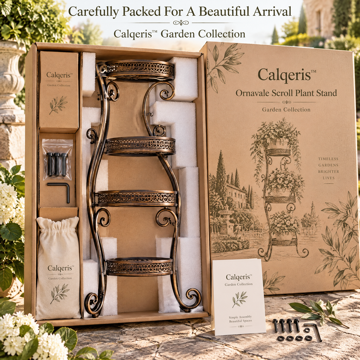 Calqeris™ Ornavale Scroll Plant Stand