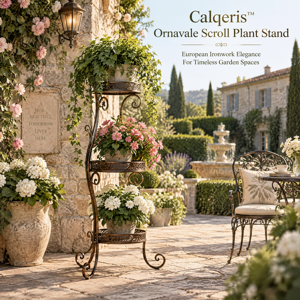 Calqeris™ Ornavale Scroll Plant Stand
